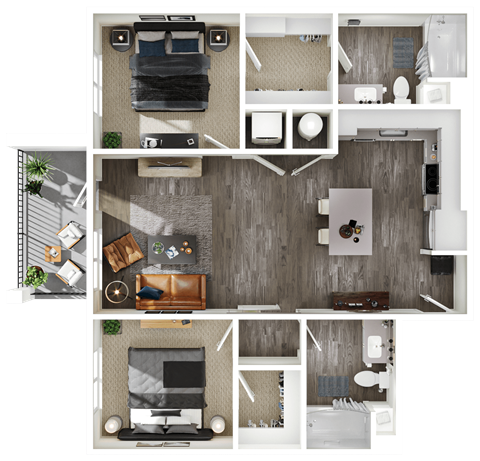 Halogen Apartments B1 3D Floor Plan